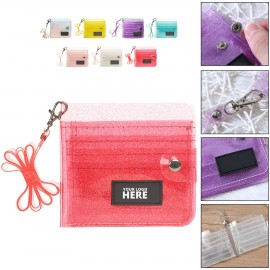 Logo Branded Clear Bifold Wallet Purse with Lanyard  Logo Branded Clear Bifold Wallet Purse with Lanyard