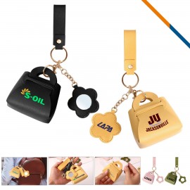 Ticase Mini PU Leather Mirror Coin Keychain Purse Custom Imprinted