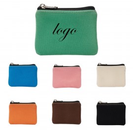Canvas Simple Zipper Coin Purse Logo Branded