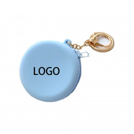 Custom Imprinted Simple Round Silicone Zippered Coin Purse