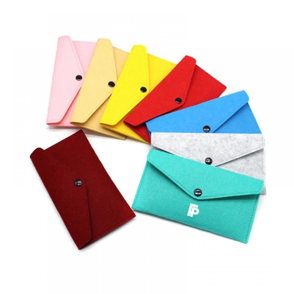 Custom Printed Felt Wallet Purse / Soft Felt Wallet Closed with Button Custom Printed Felt Wallet Purse / Soft Felt Wallet Closed with Button