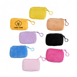 Plush Solid Color Coin Purse Logo Branded