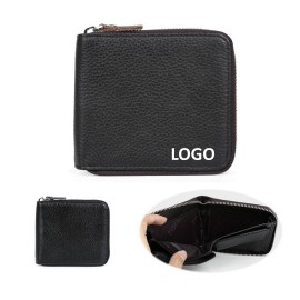 Custom Printed Leather Bi-fold Zipper Wallet For Men  Custom Printed Leather Bi-fold Zipper Wallet For Men
