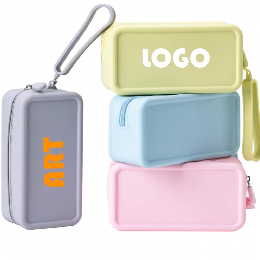 Custom Imprinted Multi Purpose Waterproof Portable Silicone Zipper Organizer Bag With Handle