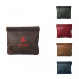 Logo Branded PU Leather Squeeze Coin Purse