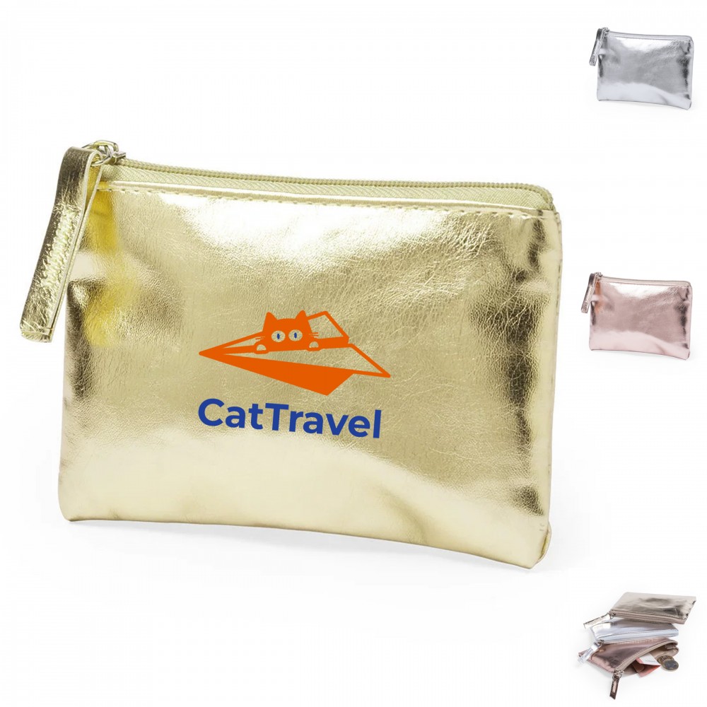 Custom Imprinted Leather Zipper Coin Purse