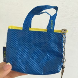 Coin Small Blue with One Zipper Bag with keychain Custom Printed