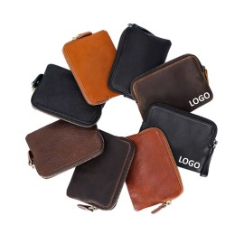 Portable Leather Zipper Coin Purse Custom Imprinted  Portable Leather Zipper Coin Purse Custom Imprinted