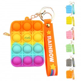 Rectangular Silicone Push Pop Bubble Purse w/ Keychain Custom Printed