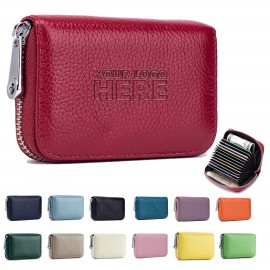 Custom Imprinted Leather Zipper Credit Card Case