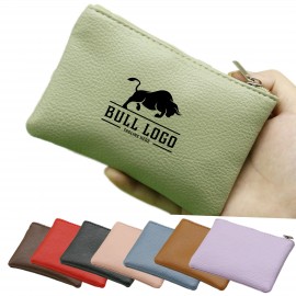 PU leather Zippered Coin And Card Holder Custom Imprinted