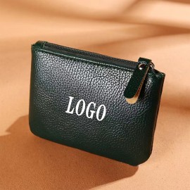 PU Leather Coin Purse W/Leather Handle Logo Branded