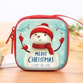 Logo Branded Custom Christmas Square Shape Coin Purse w/Zipper