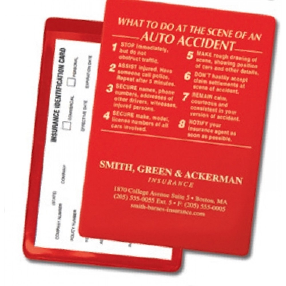 Custom Printed Vinyl Insurance Card Holders - w/ At The Scene Instructions (Standard 4" x 5 5/8") Custom Printed Vinyl Insurance Card Holders - w/ At The Scene Instructions (Standard 4" x 5 5/8")