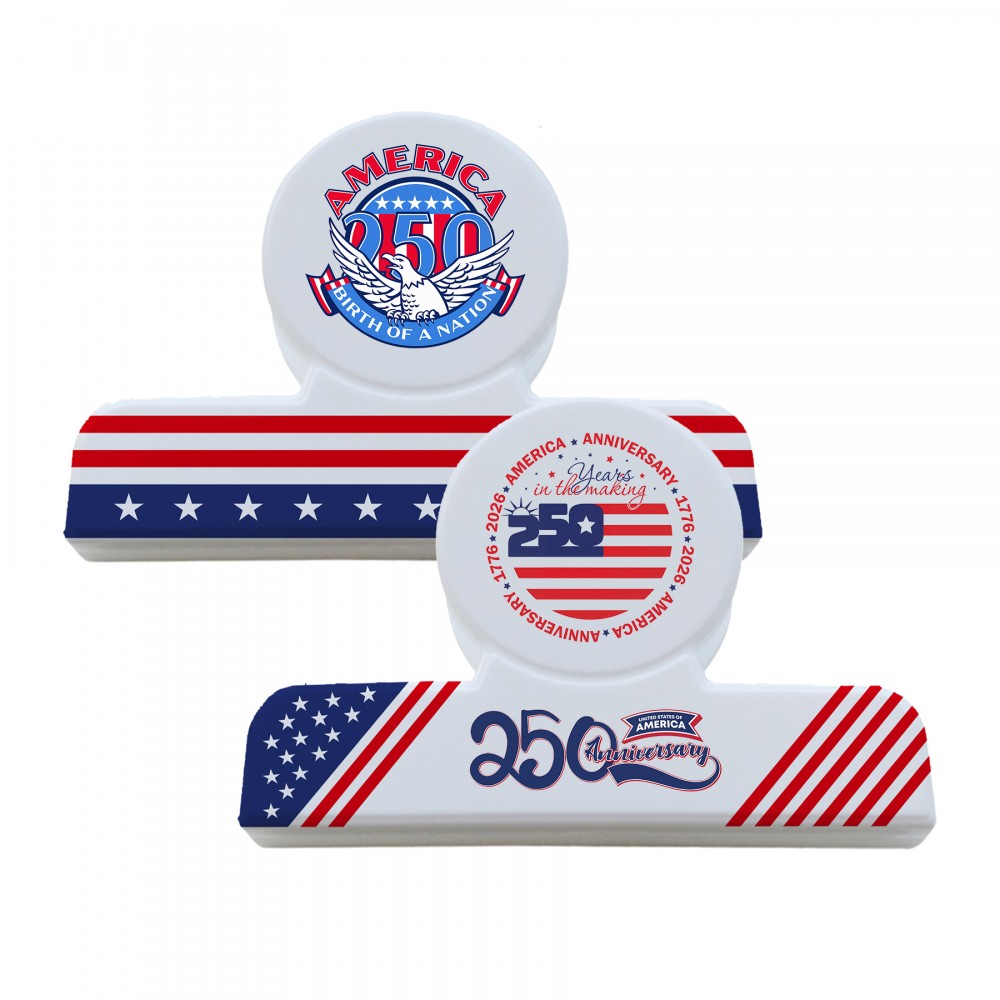 America 250 Flag Design Round Bag Clip Custom Printed