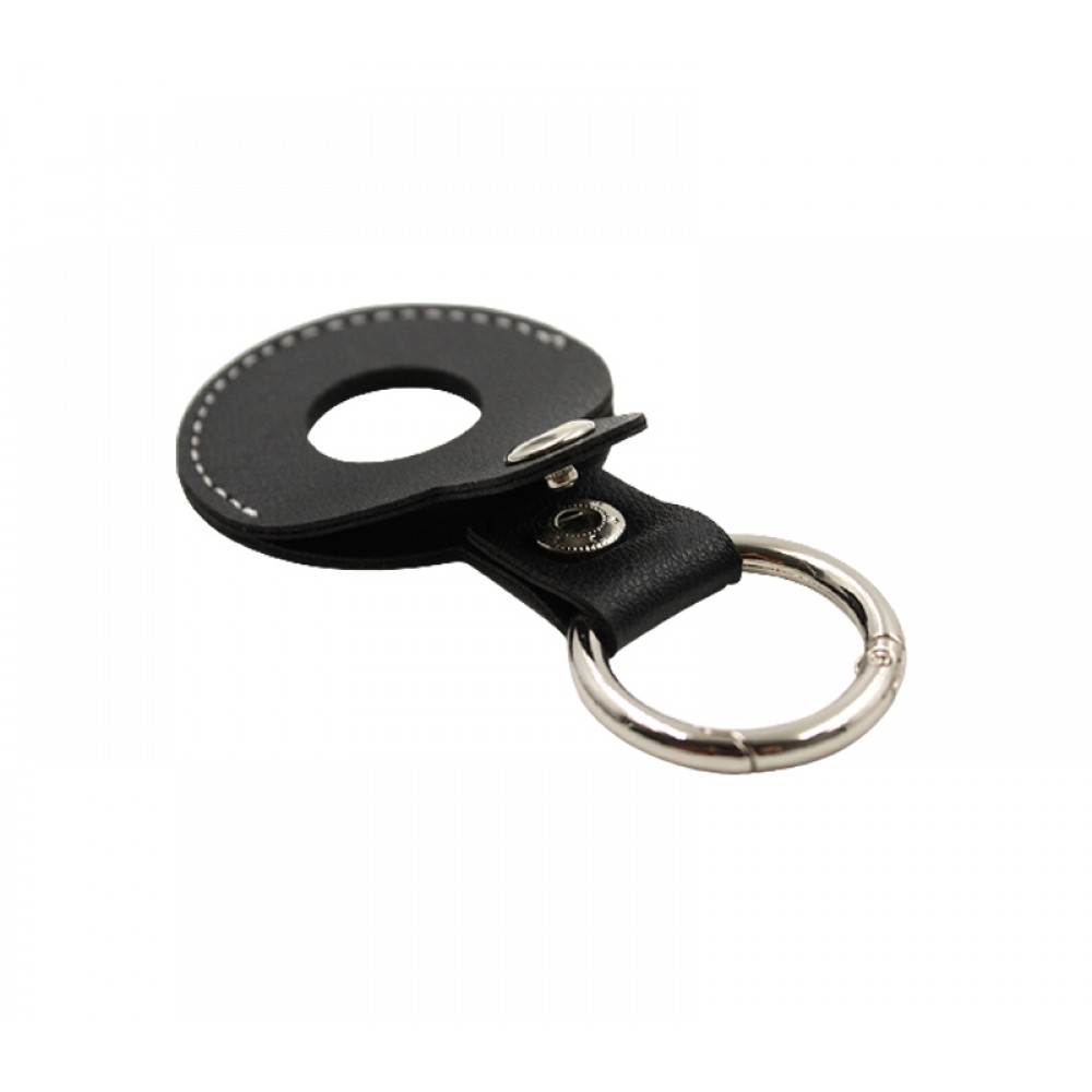 Logo Branded PU Leather AirTag Holder with Keyring