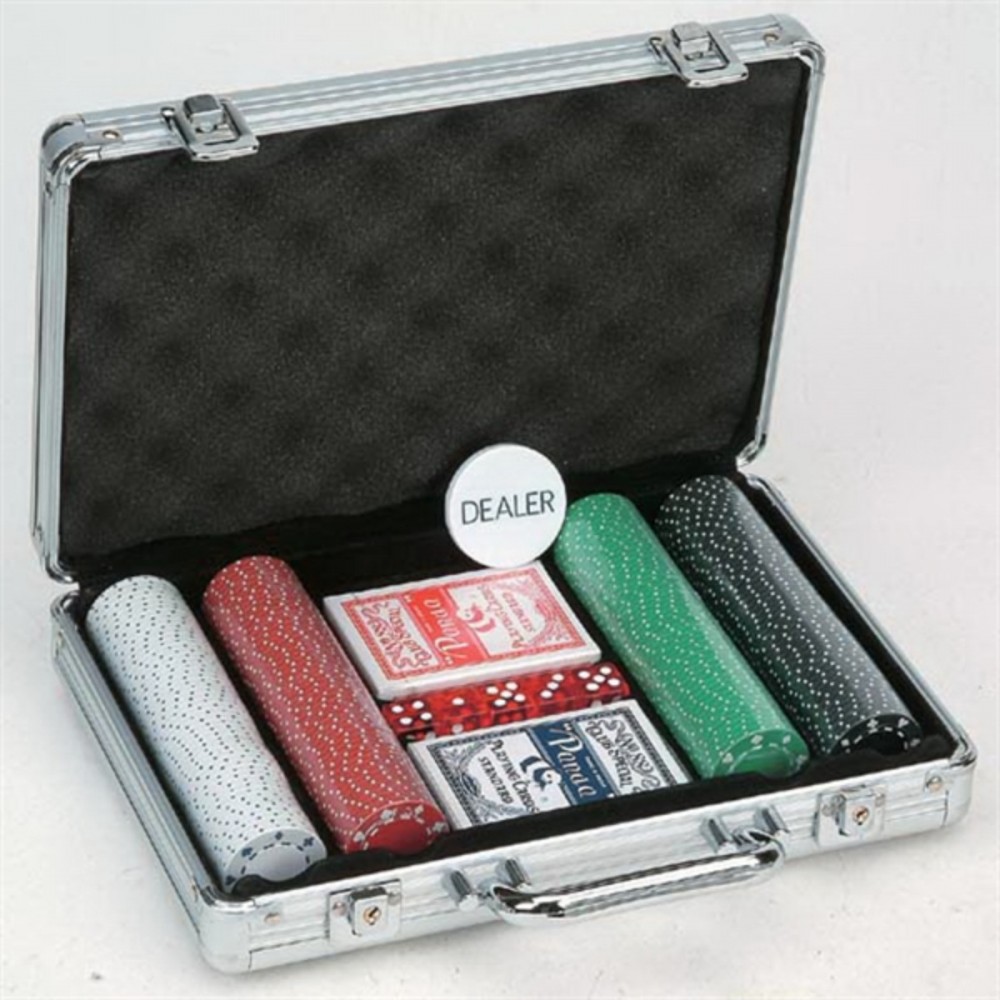 Suited Poker Chips and Card Set in Aluminum Case Custom Printed Suited Poker Chips and Card Set in Aluminum Case Custom Printed