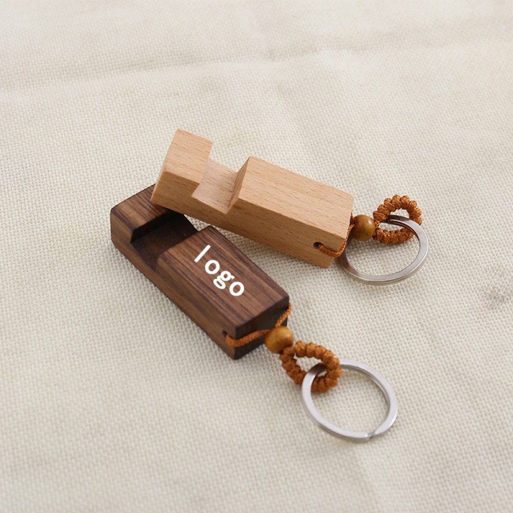 Logo Branded Portable wooden mobile phone holder key chains Logo Branded Portable wooden mobile phone holder key chains