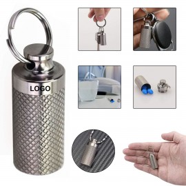 Titanium Keychain Pill Holder Logo Branded  Titanium Keychain Pill Holder Logo Branded