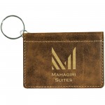 Rustic/Gold Leatherette Id Holder/Keychain (4.25" x 3") Custom Printed