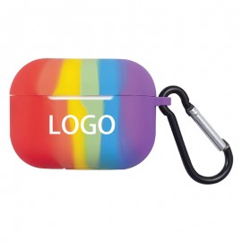 Custom Imprinted Rainbow Silicone AirPod Pro Case Earphone Cover with Keychain  Custom Imprinted Rainbow Silicone AirPod Pro Case Earphone Cover with Keychain