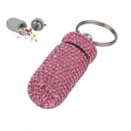 Key Chain Rhinestone Medicine Case Custom Printed