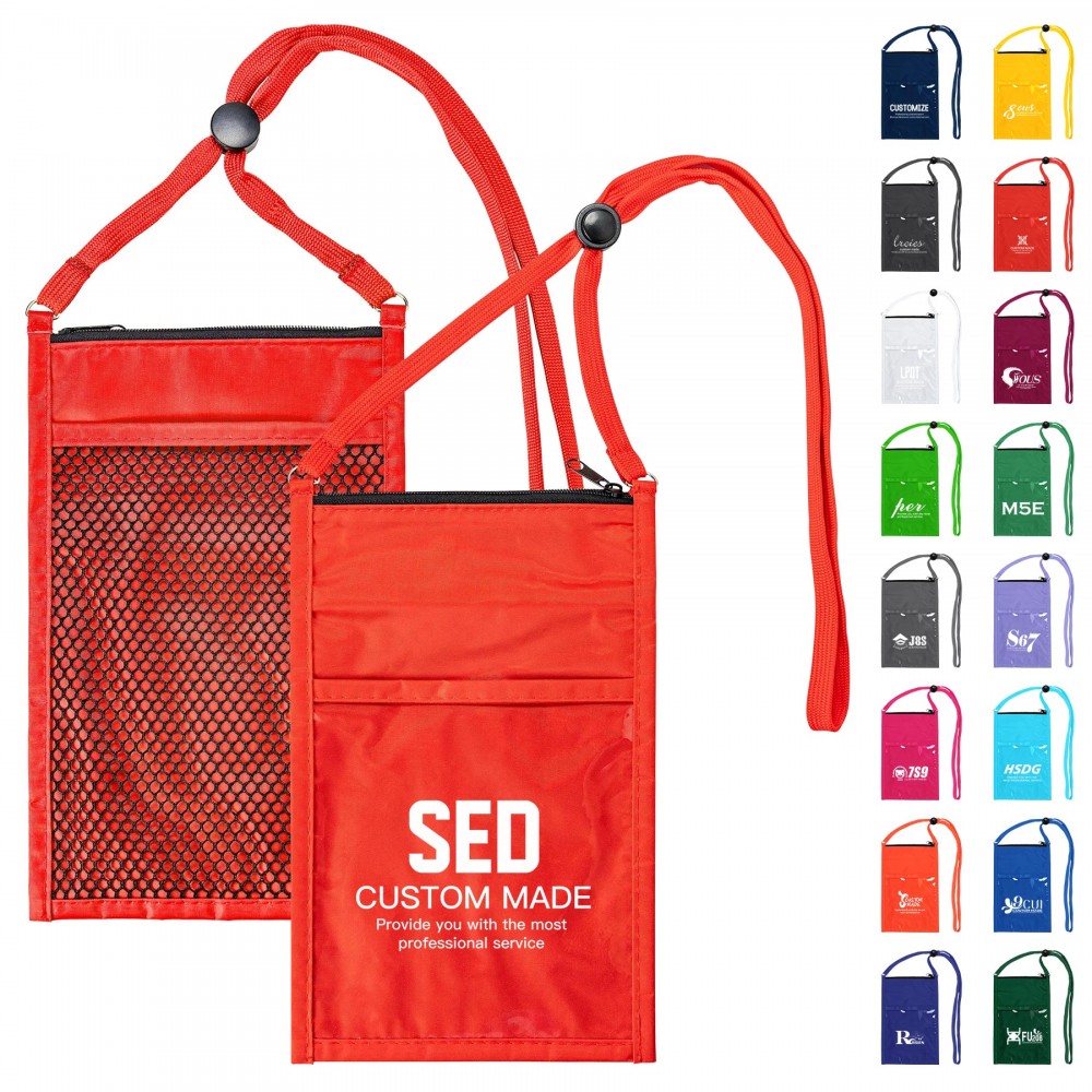 Custom Imprinted 70D PVC Card Holder With Hanging Rope