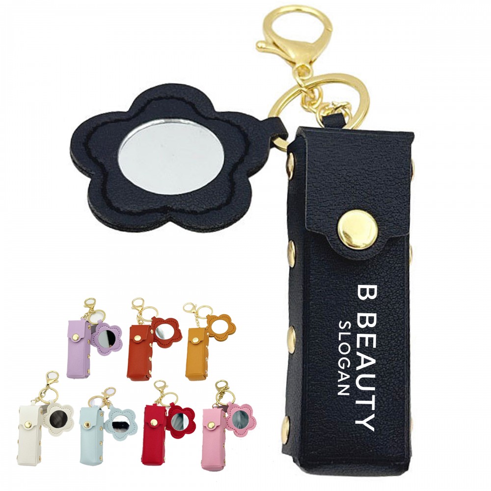 Lipstick Leather Bag Holder Keychain Logo Branded