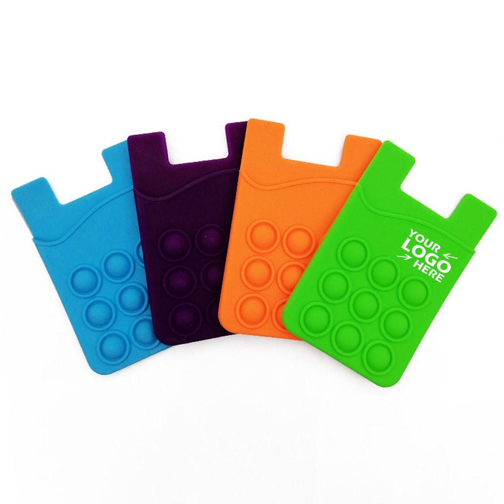 Logo Branded Silicone Push Pop Phone Wallet Card Holder