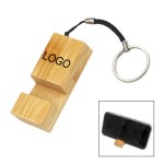 Bamboo Phone Holder W/ Key Chain Logo Branded