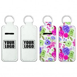 Neoprene Lip Balm Holder W/ Key Ring Logo Branded