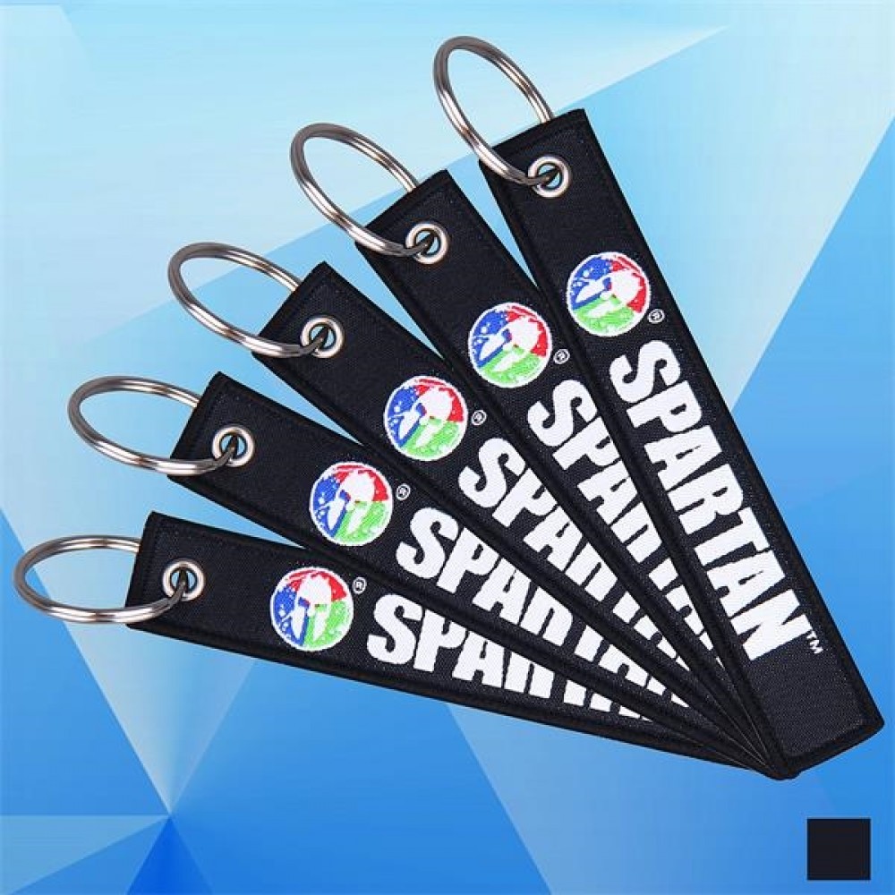 5 1/8'' x 1 3/16'' Embroidered Keychain Logo Branded 5 1/8'' x 1 3/16'' Embroidered Keychain Logo Branded