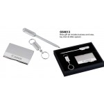 Custom Imprinted Silver Gift Set with Card Case/ Key Chain/ Letter Opener (8"x6 1/2"