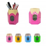 Pen Holder with Clock and Temperature Custom Imprinted