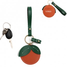 Mini Orange Shaped PU Card Holder Keychain Logo Branded