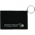Custom Printed Black/Silver Leatherette ID Holder/Keychain (4.25" x 3")