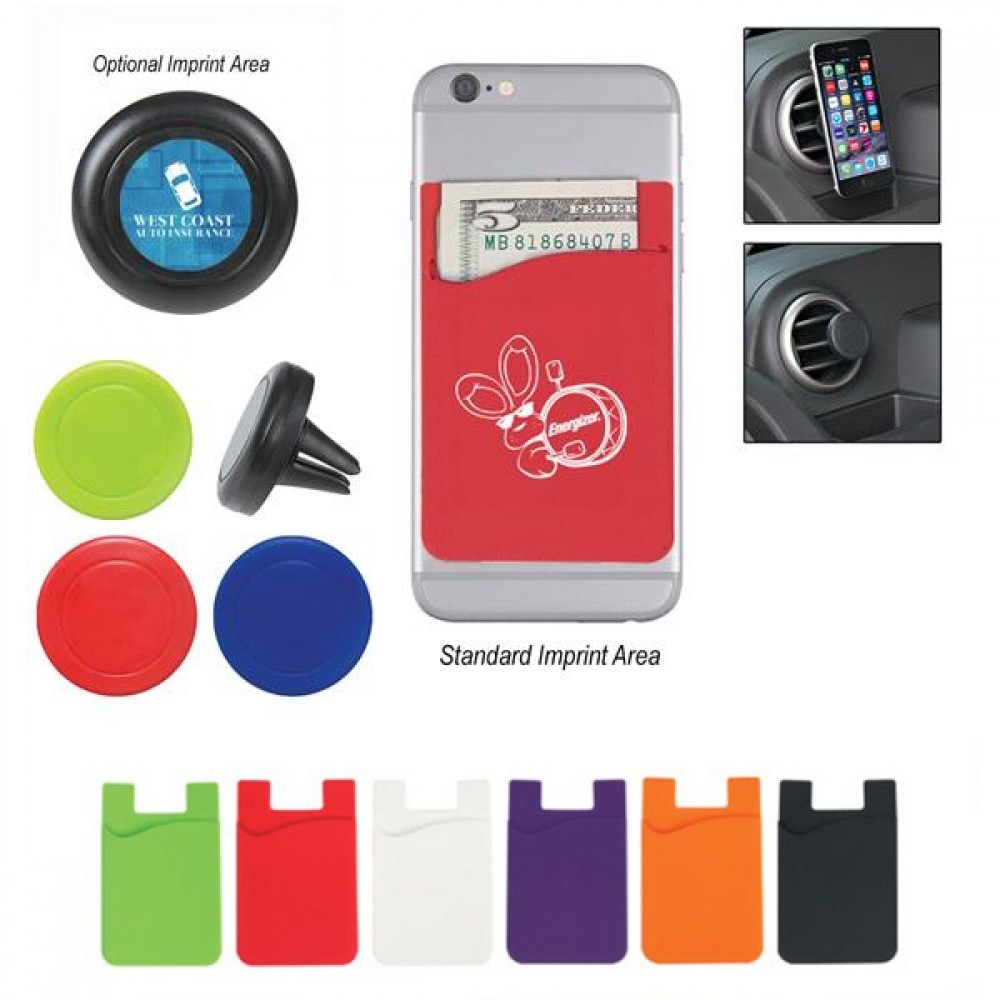 Logo Branded Magnetic Auto Air Vent Phone Wallet & Mount Logo Branded Magnetic Auto Air Vent Phone Wallet & Mount
