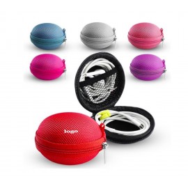 Round Pocket Earphone Case Logo Branded