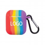 Logo Branded Rainbow Silicone Pods Case Earphone Cover with Keychain for Airpod