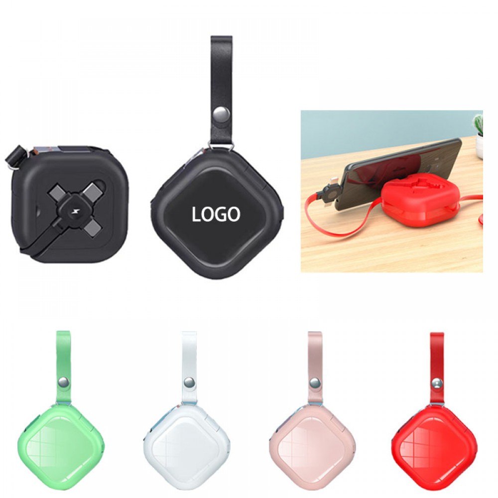 Custom Imprinted Retractable 3-in-1 3A Charging Cable Phone Stand & Key Ring Custom Imprinted Retractable 3-in-1 3A Charging Cable Phone Stand & Key Ring