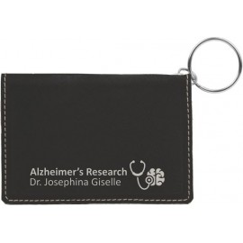 Black & Silver Leatherette ID Holder & Key Chain Logo Branded