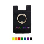 Custom Printed Silicone Cell Phone Card Holder W/ Finger Ring