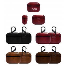 Custom Imprinted PU Leather Portable Protective Airpod Pro Case Earphone Cover with Keychain  Custom Imprinted PU Leather Portable Protective Airpod Pro Case Earphone Cover with Keychain