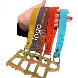 Leather Key Shape Hanging Hook Logo Branded