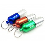 Custom Printed Two-tone Aluminum Pill Bottle W/Keyring