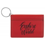 Custom Imprinted Red Laserable Leatherette Keychain ID Holder