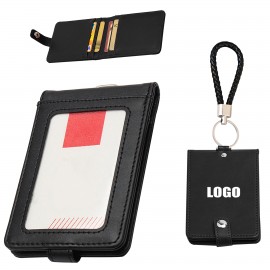 PU Key Chain 5 Pockets Folded PU Leather Card Holder Custom Printed
