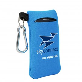 Custom Printed Small Neoprene Mobile Accessory Holder with Carabiner