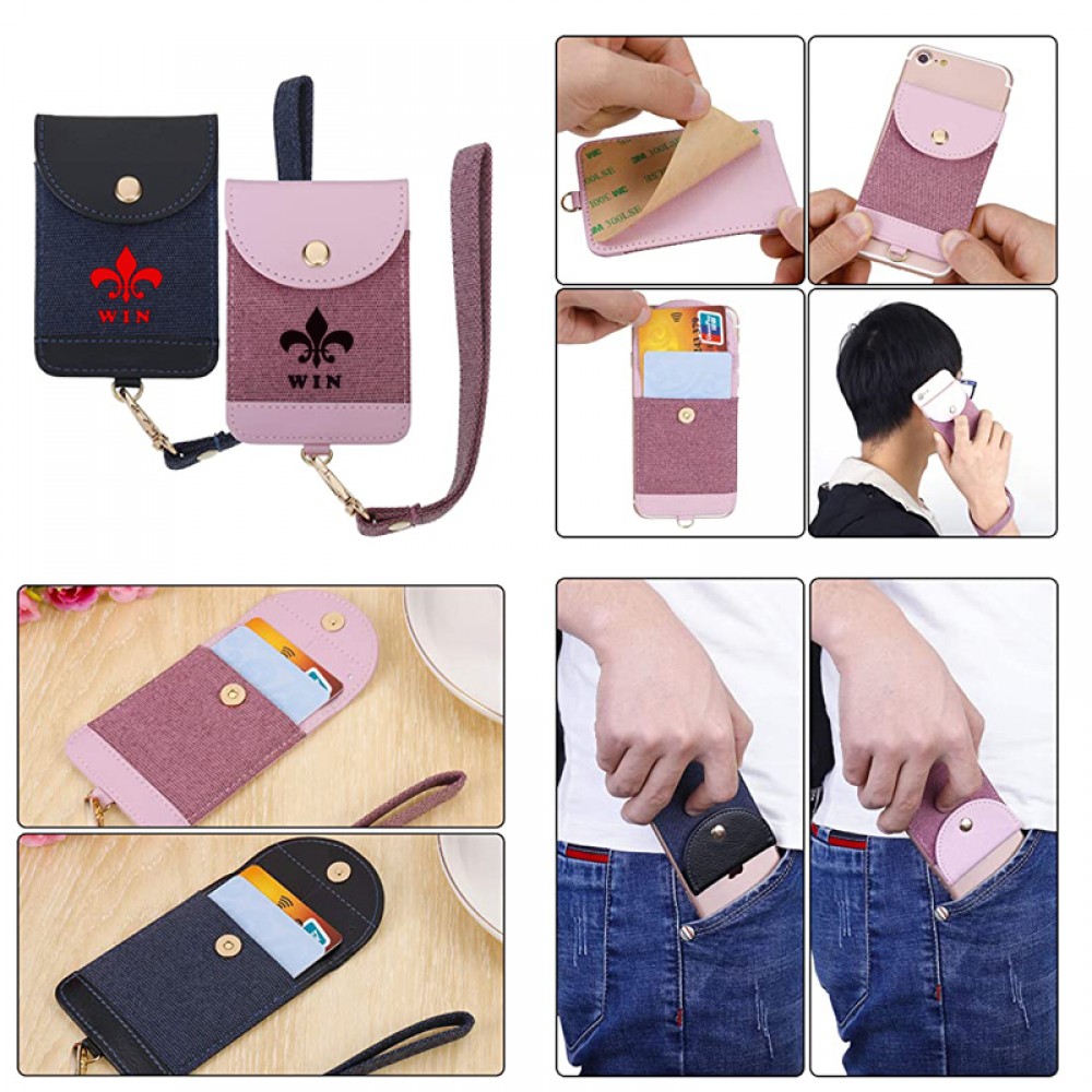 Custom Printed Phone Wallet Card Holder with Wrist Strap Custom Printed Phone Wallet Card Holder with Wrist Strap