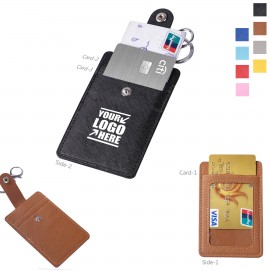 Custom Imprinted Key Chain PU Leather 3 Pockets Card Holder